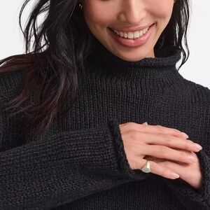 MATE The Label 100% Organic Cotton Funnel Neck Knit Sweater in Black Size Small